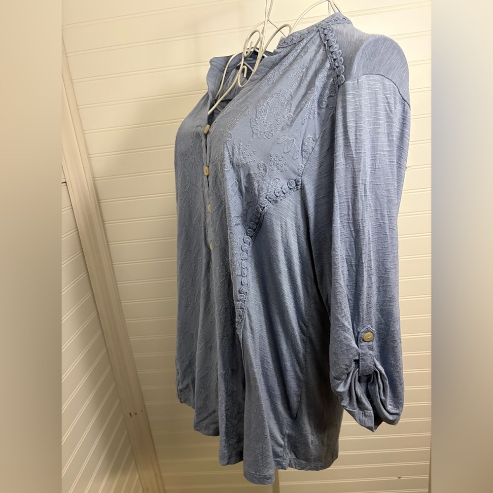 Democracy- Light Denim Blue Colored Button-Down Shirt - Picture 2 of 5